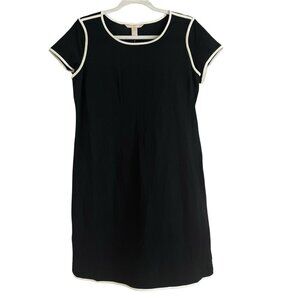 Banana Republic Black Jersey Dress White Edge Women’s Size Medium Stretch NEW